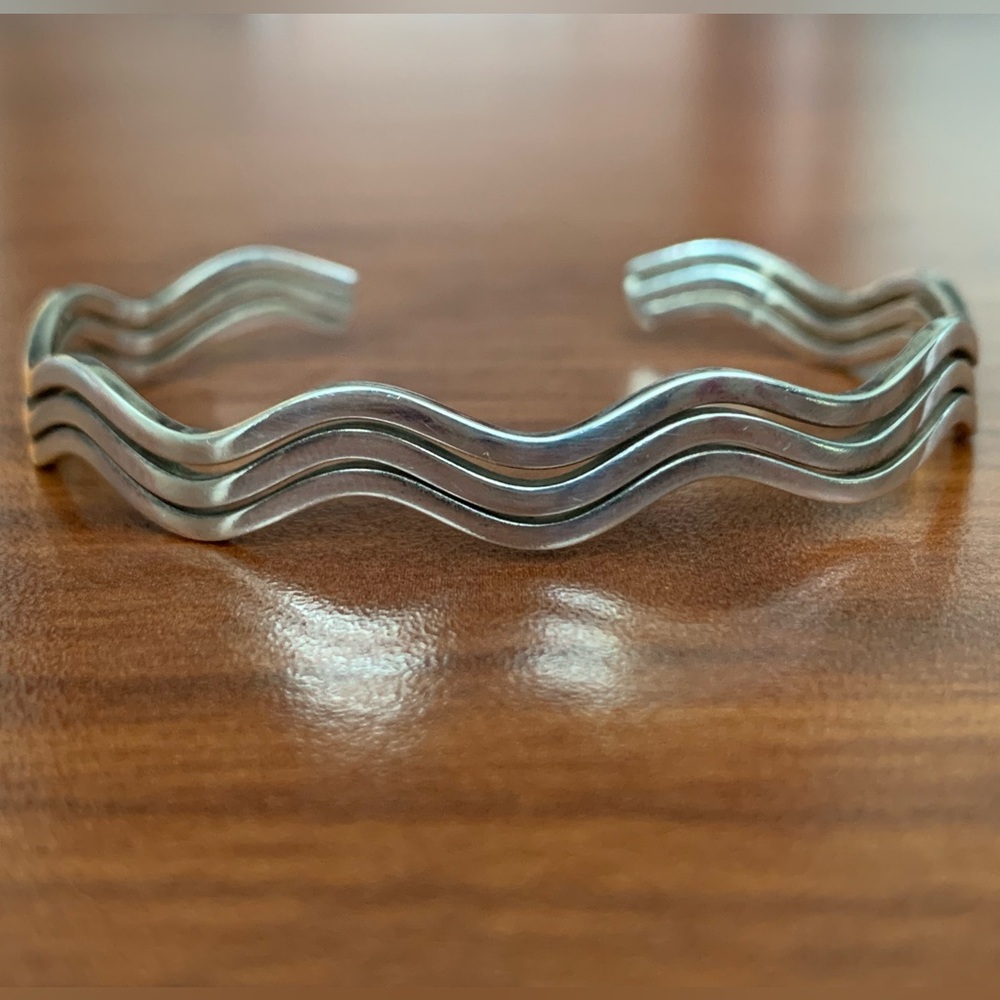 Sterling Silver Wave Cuff Bracelet